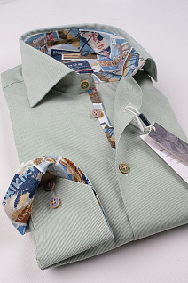 Магазин одежды для высоких людей – Рубашка Ledub slim fit однотонная, зелёный