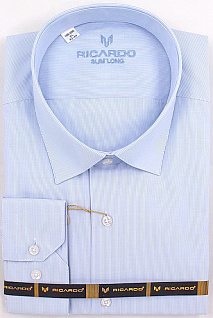 Магазин одежды для высоких людей – Сорочка RICARDO Slim Long тонкая полоска, нежно-голубой