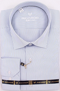 Магазин одежды для высоких людей – Сорочка RICARDO тонкая микрополоска, голубой