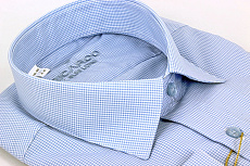 Магазин одежды для высоких людей – Рубашка Ricardo Slim Long мелкая клетка, голубой
