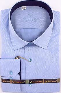 Магазин одежды для высоких людей – Сорочка RICARDO Slim Long жаккард, голубой