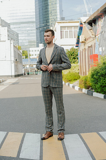 Магазин одежды для высоких людей – Костюмы деловые - костюм двойка-casual taller в клетку, серый