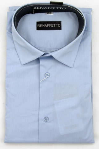Магазин одежды для высоких людей – Сорочка приталенная смесовая Slim Fit Benaffetto, темно-голубой